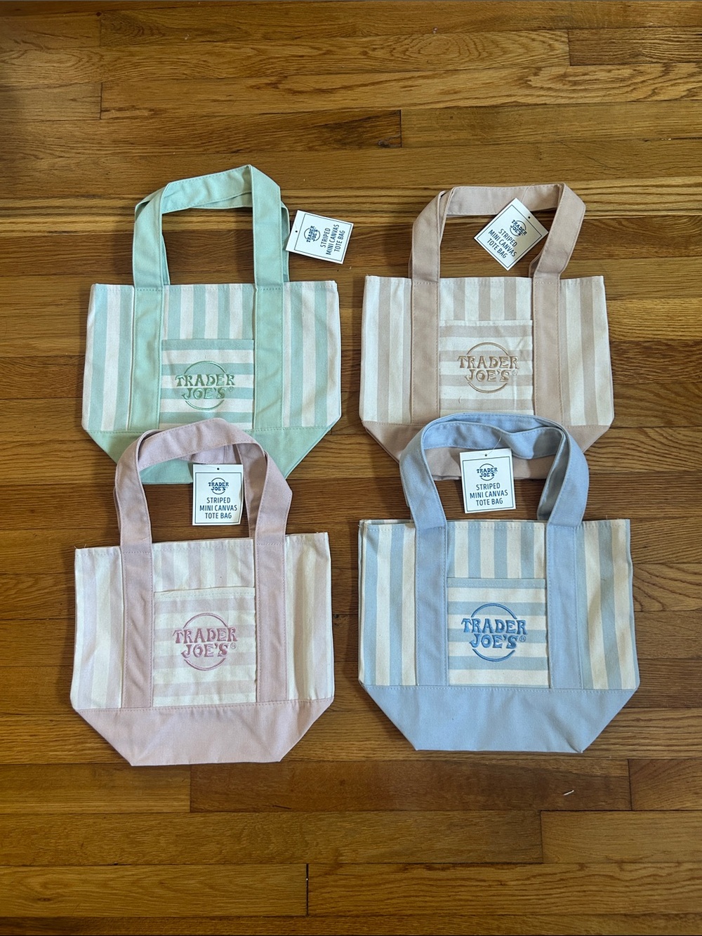 Trader Joe’s Striped Mini Canvas Tote - Set of 4